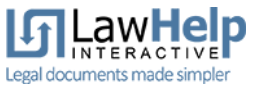 Image of the LawHelp Interactive logo. It says "LawHelp Interactive: Legal documents made simpler" in blue and black text.