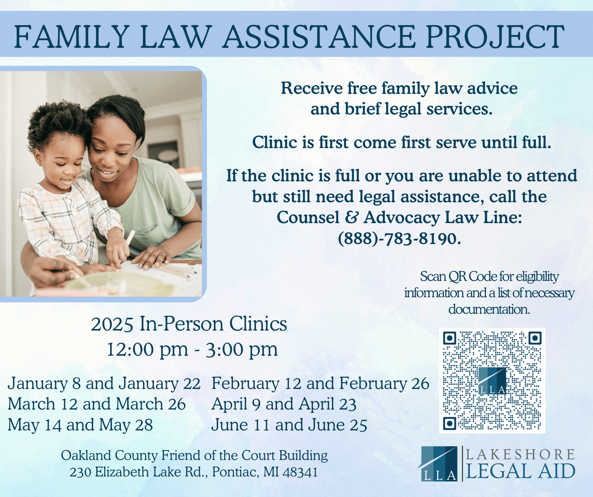 Family Law Assistance Project - In-Person Clinics (Jan - Jun 2025)