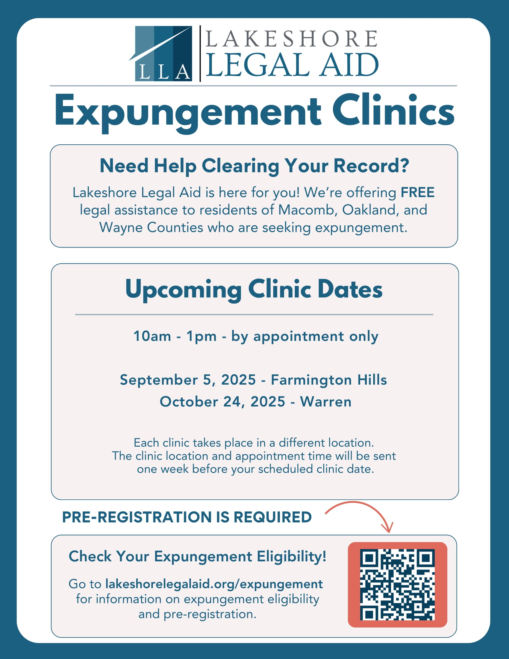 Expungement clinic - Sep 25 to Oct 25