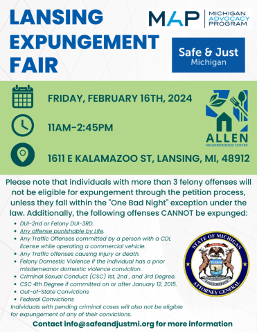 Lansing Expungement Fair - Feb 16, 2024